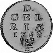 Netherlands Duit Crowned arms of Gelderland 1752 KM# 83 D GEL RIAE 1752 coin reverse Netherlands Duit Crowned arms of Gelderland 1752 KM# 83 D GEL RIAE 1752 coin reverse