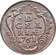 Netherlands Duit Crowned Arms of Gelderland 1761 KM# 93a D GEL RIÆ 1761 coin reverse Netherlands Duit Crowned Arms of Gelderland 1761 KM# 93a D GEL RIÆ 1761 coin reverse