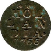 Netherlands Duit Standing Lion 1766 KM# 80 HOL LAN DIA 1766 coin reverse Netherlands Duit Standing Lion 1766 KM# 80 HOL LAN DIA 1766 coin reverse