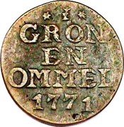 Netherlands Duit Coat of Arms Groningen Ommeland 1771 KM# 66 GRON EN OMMEL 1771 coin reverse Netherlands Duit Coat of Arms Groningen Ommeland 1771 KM# 66 GRON EN OMMEL 1771 coin reverse