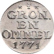 Netherlands Duit Groningen and Ommeland Province 1771 KM# 66a GRON EN OMMEL 1771 coin reverse Netherlands Duit Groningen and Ommeland Province 1771 KM# 66a GRON EN OMMEL 1771 coin reverse