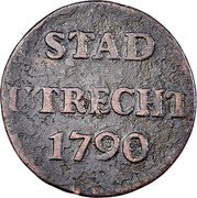 Netherlands Duit Crowned Arms of Utrecht 1790 KM# 91 STAD UTRECHT 1791 coin reverse Netherlands Duit Crowned Arms of Utrecht 1790 KM# 91 STAD UTRECHT 1791 coin reverse