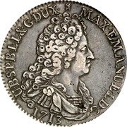Netherlands ECU Maximilian Emmanuel Bavarian Arms 1713 KM# 33 MAX EMANUEL D G U B S P B L L & G DUX 1713 coin obverse Netherlands ECU Maximilian Emmanuel Bavarian Arms 1713 KM# 33 MAX EMANUEL D G U B S P B L L & G DUX 1713 coin obverse