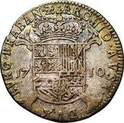 Netherlands Escalin Carlos III Archduke 1710 Hand KM# 157 ARCHID AVST DVX BVRG BRABAN Z coin reverse Netherlands Escalin Carlos III Archduke 1710 Hand KM# 157 ARCHID AVST DVX BVRG BRABAN Z coin reverse