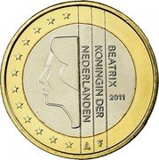 Netherlands Euro Beatrix 2nd map 2011 KM# 271 BEATRIX KONINGIN DER NEDERLANDEN 2011 coin obverse Netherlands Euro Beatrix 2nd map 2011 KM# 271 BEATRIX KONINGIN DER NEDERLANDEN 2011 coin obverse