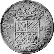 Netherlands Florijn Piedfort 1692 KM# P29 MO NO ARG ORD GRON ETOML 28 ST 1692 coin obverse Netherlands Florijn Piedfort 1692 KM# P29 MO NO ARG ORD GRON ETOML 28 ST 1692 coin obverse