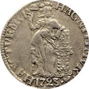 Netherlands Gulden Gelderland Province 1723 Crane KM# 65.3 HAC NITIMVR HANC TVEMVR 1723 coin reverse Netherlands Gulden Gelderland Province 1723 Crane KM# 65.3 HAC NITIMVR HANC TVEMVR 1723 coin reverse