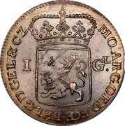 Netherlands Gulden 1763 Knotted tree KM# 65.6 Gelderland Province Standart Coinage MO ARG ORD FOED BELG D GEL & CZ 1 GL coin obverse Netherlands Gulden 1763 Knotted tree KM# 65.6 Gelderland Province Standart Coinage MO ARG ORD FOED BELG D GEL & CZ 1 GL coin obverse