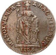 Netherlands Gulden Standing Figure 1763 KM# 100 HAC NITIMVR HANC TVEMVR 1763 coin reverse Netherlands Gulden Standing Figure 1763 KM# 100 HAC NITIMVR HANC TVEMVR 1763 coin reverse