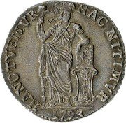 Netherlands Gulden Standing Figure West Friesland 1793 KM# 97.5 HAC NITIMVR HANC TVEMVR coin reverse Netherlands Gulden Standing Figure West Friesland 1793 KM# 97.5 HAC NITIMVR HANC TVEMVR coin reverse