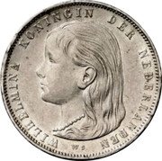 Netherlands Gulden Wilhelmina 1896 Halberd KM# 117 WILHELMINA KONINGIN DER NEDERLANDEN coin obverse