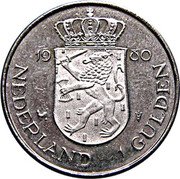 Netherlands 1 Gulden Beatrix Investiture of New Queen 1980 Proof KM# 200a 19 80 NEDERLAND 1 GULDEN coin reverse Netherlands 1 Gulden Beatrix Investiture of New Queen 1980 Proof KM# 200a 19 80 NEDERLAND 1 GULDEN coin reverse
