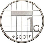 Netherlands 1 G Good - bye of the Guilder 2001 Prooflike KM# 205a 1 G 2001 coin obverse Netherlands 1 G Good - bye of the Guilder 2001 Prooflike KM# 205a 1 G 2001 coin obverse
