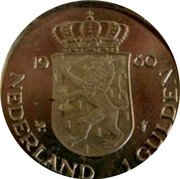 Netherlands Gulden Investiture of New Queen 1980 Proof KM# 200b 19 80 NEDERLAND 1 GULDEN coin reverse