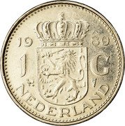 Netherlands Gulden Juliana 1980 Proof KM# 184a 19 72 1 G NEDERLAND coin reverse Netherlands Gulden Juliana 1980 Proof KM# 184a 19 72 1 G NEDERLAND coin reverse