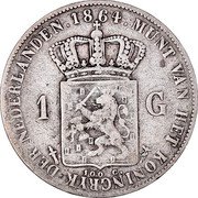 Netherlands Gulden William III 1864 Sword KM# 93 MUNT VAN HET KONINGRIJK DER NEDERLANDEN 1855 1 G coin reverse Netherlands Gulden William III 1864 Sword KM# 93 MUNT VAN HET KONINGRIJK DER NEDERLANDEN 1855 1 G coin reverse