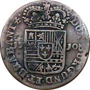 Netherlands Liard Felipe V 1710 KM# 37 DUX BURGUND ET BRABANT Z 1710 coin reverse Netherlands Liard Felipe V 1710 KM# 37 DUX BURGUND ET BRABANT Z 1710 coin reverse