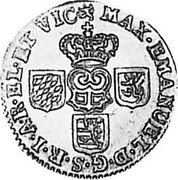 Netherlands Liard Maximilian Emanuel of Bavaria 1712 KM# 17 MAX EMANUEL D G S R I ARC EL ET VIC coin obverse Netherlands Liard Maximilian Emanuel of Bavaria 1712 KM# 17 MAX EMANUEL D G S R I ARC EL ET VIC coin obverse