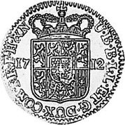 Netherlands Liard Maximilian Emanuel of Bavaria 1712 KM# 17 17 12 U B B L L ET G DUX COM P R F H & N coin reverse Netherlands Liard Maximilian Emanuel of Bavaria 1712 KM# 17 17 12 U B B L L ET G DUX COM P R F H & N coin reverse