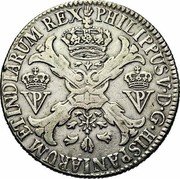 Netherlands Patagon Philip V 1705 Hand KM# 130 PHILLIPUS V D G HISPANIARUM ET INDIARUM REX coin obverse Netherlands Patagon Philip V 1705 Hand KM# 130 PHILLIPUS V D G HISPANIARUM ET INDIARUM REX coin obverse