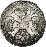 Netherlands Patagon Philip V 1705 KM# 106 PHILLIPUS V D G HISPANIARUM ET INDIARUM REX coin obverse Netherlands Patagon Philip V 1705 KM# 106 PHILLIPUS V D G HISPANIARUM ET INDIARUM REX coin obverse