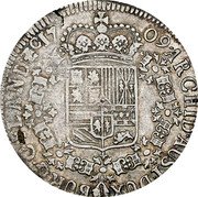 Netherlands Patagon Saint Andrew's cross 1709 KM# 108 ARCHID AUST DUX BURG C FLAND Z C 17 09 coin reverse