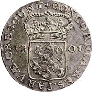 Netherlands Rijksdaalder Batavian Republic 1801 KM# 10.1 CONCORDIA RES PARVÆ CRESCUNT 18 01 coin reverse Netherlands Rijksdaalder Batavian Republic 1801 KM# 10.1 CONCORDIA RES PARVÆ CRESCUNT 18 01 coin reverse