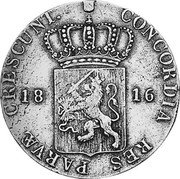 Netherlands Rijksdaalder 1816 KM# 46 Kingdom Standard Coinage CONCORDIA RES PARVAE. CRESCUNT. 18 16 coin reverse