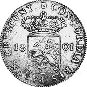 Netherlands Rijksdaalder (2-1/2 Gulden) (Standing Armored Knight) KM# 10.4 CONCORDIA RES PARVAE CRESCUNT 18 01 coin reverse Netherlands Rijksdaalder (2-1/2 Gulden) (Standing Armored Knight) KM# 10.4 CONCORDIA RES PARVAE CRESCUNT 18 01 coin reverse
