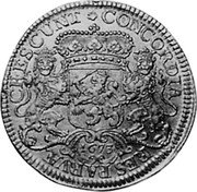 Netherlands Silver Rider (Piedfort) KM# P13 CRESCUNT CONCORDIA RES PARVAE 1673 coin reverse