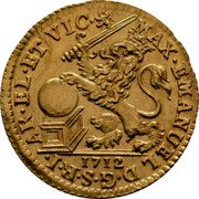 Netherlands Souverain ou Lion D'or Maximilian Emanuel of Bavaria 1712 KM# 24 MAX EMANUEL D G S R I AR EL ET VIC 1712 coin obverse Netherlands Souverain ou Lion D'or Maximilian Emanuel of Bavaria 1712 KM# 24 MAX EMANUEL D G S R I AR EL ET VIC 1712 coin obverse