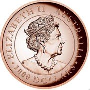 Australia 1000 Dollars Kimberley Sunset. Argyle Pink Diamond 2021 P ELIZABETH II AUSTRALIA 1000 DOLLARS coin obverse Australia 1000 Dollars Kimberley Sunset. Argyle Pink Diamond 2021 P ELIZABETH II AUSTRALIA 1000 DOLLARS coin obverse