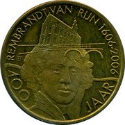 Netherlands 1/2 Rembrandt 400th Anniversary of the birth Rembrandt Harmenszoon van Rijn 2006 400 JAAR REMBRANDT VAN RIJN 1606- 2006 coin obverse