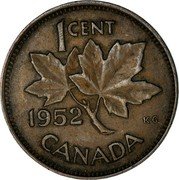 Canada 1 Cent (George VI) 1 CENT 1952 K G CANADA coin reverse