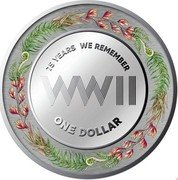 New Zealand 1 Dollar (WWII 75 Years Remembrance) WWII 75 YEARS WE REMEMBER ONE DOLLAR coin reverse New Zealand 1 Dollar (WWII 75 Years Remembrance) WWII 75 YEARS WE REMEMBER ONE DOLLAR coin reverse