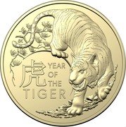 Australia 1 Dollar Year of The Tiger 2022 in set YEAR OF THE TIGER coin reverse Australia 1 Dollar Year of The Tiger 2022 in set YEAR OF THE TIGER coin reverse