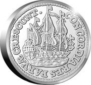 Netherlands 6 Stuivers (Scheepjesschelling) Piedfort 2021 Proof CONCORDIA RES PARVAE CRESCUNT coin obverse Netherlands 6 Stuivers (Scheepjesschelling) Piedfort 2021 Proof CONCORDIA RES PARVAE CRESCUNT coin obverse