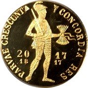 Netherlands 1 Ducat (Willem-Alexander 200th anniversary of the minting) CONCORDIA RES PARVAE CRESCUNT 20 17 18 17 coin obverse Netherlands 1 Ducat (Willem-Alexander 200th anniversary of the minting) CONCORDIA RES PARVAE CRESCUNT 20 17 18 17 coin obverse