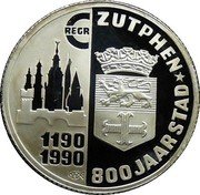 Netherlands 1 Ecu 800th Anniversary Zutphen Charter 1990 Proof X# 24a 1190 1990 XH Z 800 JAAR STAD ZUTPHEN coin reverse Netherlands 1 Ecu 800th Anniversary Zutphen Charter 1990 Proof X# 24a 1190 1990 XH Z 800 JAAR STAD ZUTPHEN coin reverse