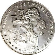 Netherlands ECU 50th Anniversary of United Nations 1995 In Sets only X# 206 1995 ECU KONINKRIJK DER NEDERLANDEN coin obverse