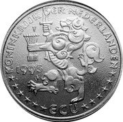Netherlands ECU Sail 95 Amsterdam 1995 In Sets only X# 207 1995 ECU KONINKRIJK DER NEDERLANDEN coin obverse
