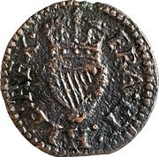 UK 1 Farthing Charles I Richmond type 2 (counterfeit) ND (1625-1631)  Contemporary counterfeit FRA: ET: HIB: REX coin reverse UK 1 Farthing Charles I Richmond type 2 (counterfeit) ND (1625-1631)  Contemporary counterfeit FRA: ET: HIB: REX coin reverse