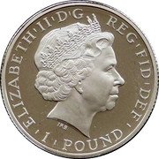 UK 1 Pound (Elizabeth II - Britannia) ELIZABETH II D G REG FID DEF IRB 1 POUND coin obverse UK 1 Pound (Elizabeth II - Britannia) ELIZABETH II D G REG FID DEF IRB 1 POUND coin obverse