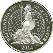 UK 1 Pound (Elizabeth II - Britannia) BRITANNIA 999 1/2 OZ FINE SILVER J.C 2014 coin reverse UK 1 Pound (Elizabeth II - Britannia) BRITANNIA 999 1/2 OZ FINE SILVER J.C 2014 coin reverse