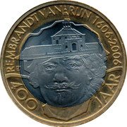 Netherlands 1 Rembrandt 400 th Anniversary of the birth Rembrandt 2006 400 JAAR REMBRANDT VAN RIJN 1606- 2006 coin obverse