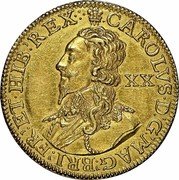 UK 1 Unite (Charles I Pattern) KM# Pn10 CAROLVS D G MAG BRI FR ET HIB REX coin obverse UK 1 Unite (Charles I Pattern) KM# Pn10 CAROLVS D G MAG BRI FR ET HIB REX coin obverse