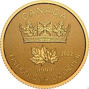 Canada 10 Dollars Diamond Diadem 2022 in set 2022 CANADA 9999 FINE GOLD 1/4 OZ OR PUR coin reverse Canada 10 Dollars Diamond Diadem 2022 in set 2022 CANADA 9999 FINE GOLD 1/4 OZ OR PUR coin reverse
