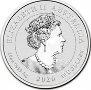 Australia 10 Dollars Dragon and Tiger 2020 Very rare ELIZABETH II AUSTRALIA 10 OZ 9999 AG 2020 10 DOLLARS coin obverse Australia 10 Dollars Dragon and Tiger 2020 Very rare ELIZABETH II AUSTRALIA 10 OZ 9999 AG 2020 10 DOLLARS coin obverse