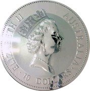 Australia 10 Dollars (Kookaburra) ELIZABETH II AUSTRALIA 10 DOLLARS coin obverse Australia 10 Dollars (Kookaburra) ELIZABETH II AUSTRALIA 10 DOLLARS coin obverse