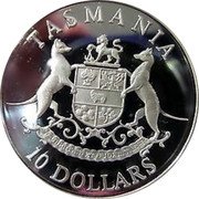 Australia 10 Dollars (State of South Australia) TASMANIA 10 DOLLARS coin reverse